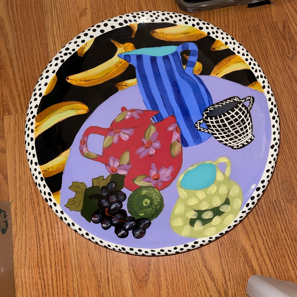Droll Designs 17” Colorful Ceramic Decorative Platter